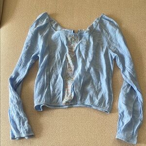 Blue Long Sleeve Blouse